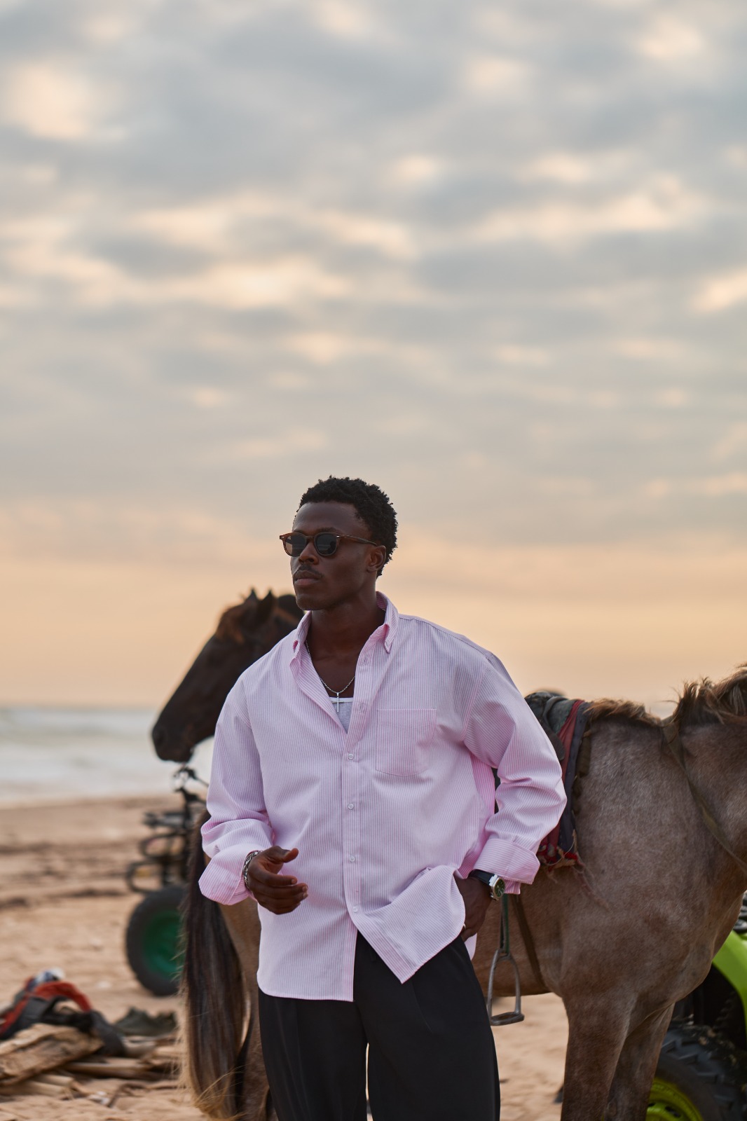 Oversized Shirt - Pink & White Stripe