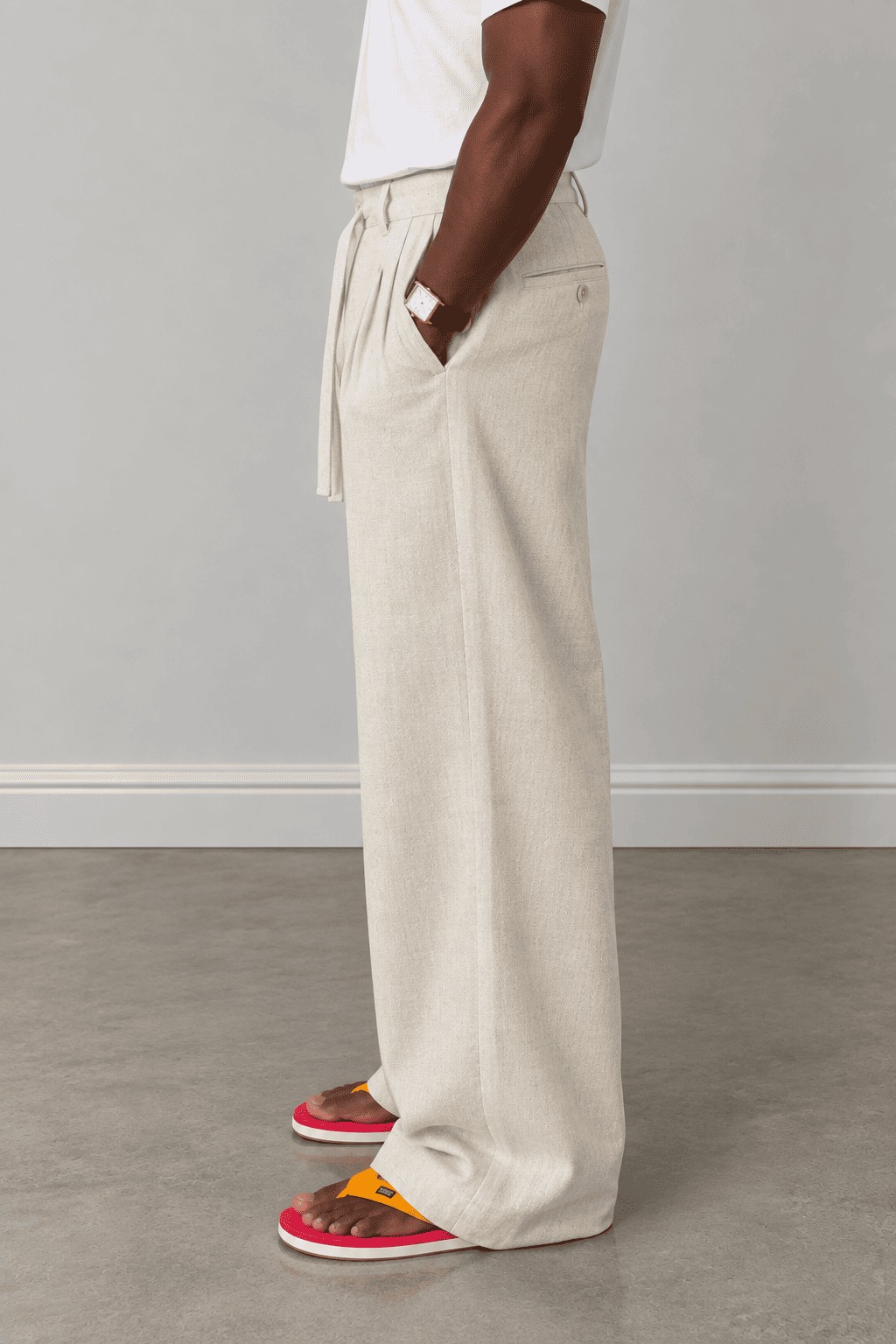 linen pant beige side