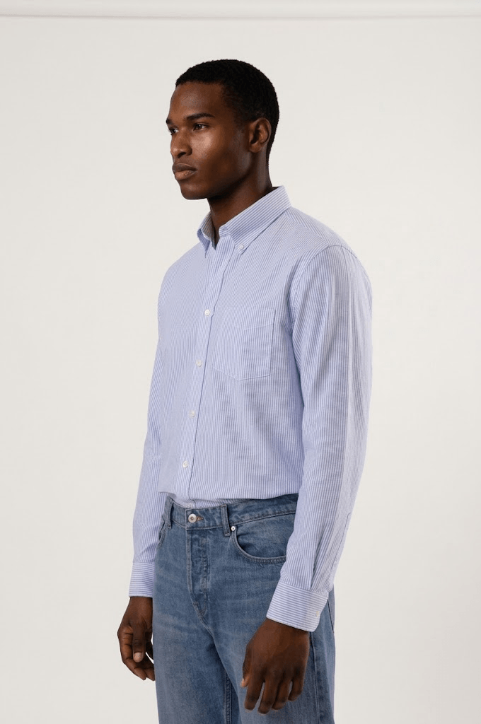 Oversized Shirt - Blue & White Stripe