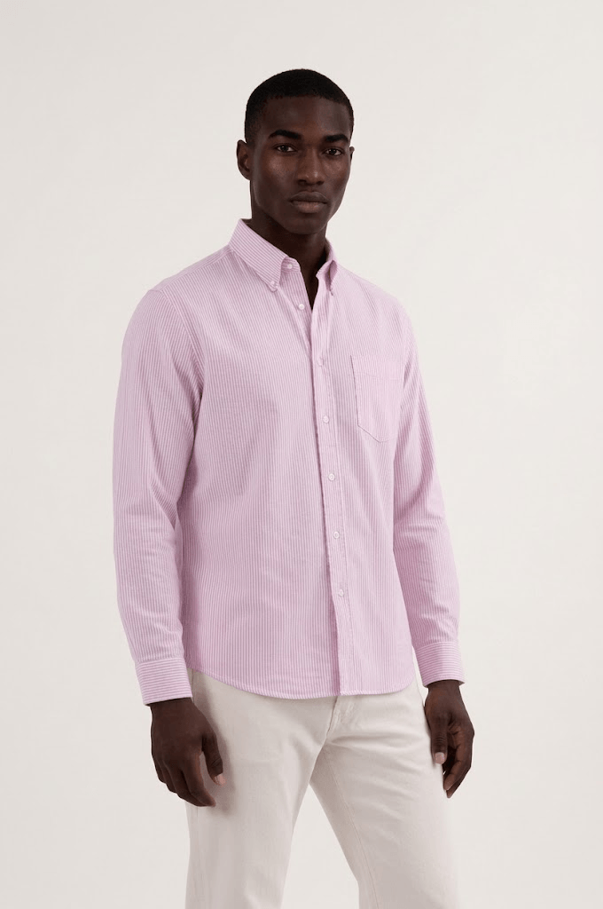 pink and white stripe oversized shirt