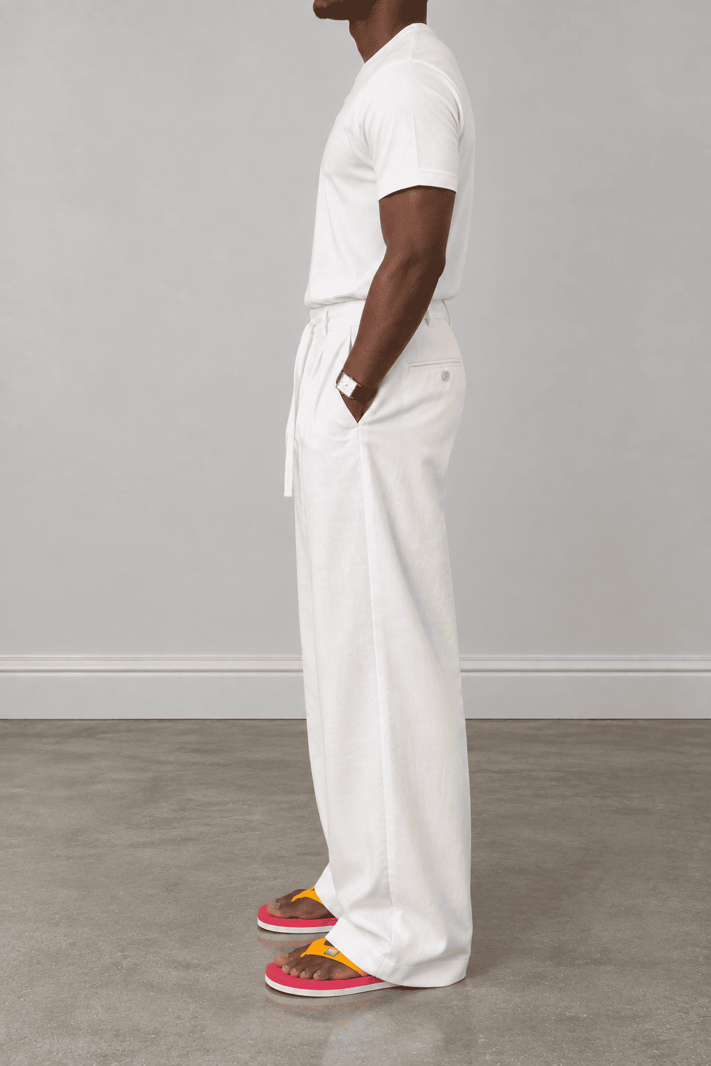 white linen pant side